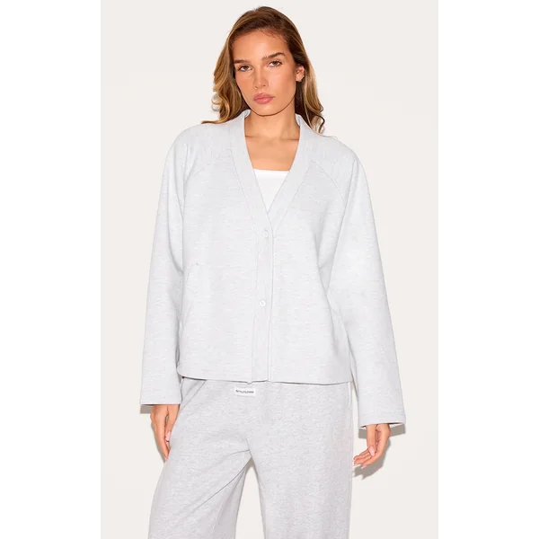 Ash Grey Premium Boxy Sweat Cardigan