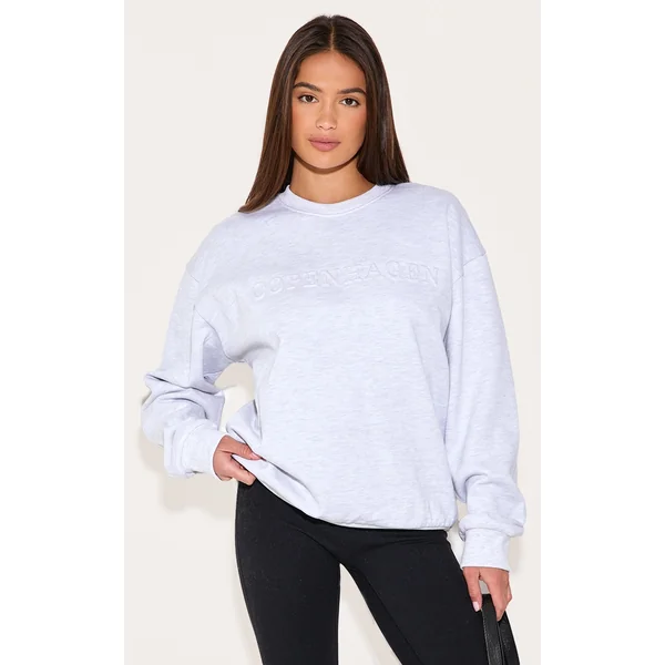 Ash Grey Premium Copenhagen Embossed Sweatshirt