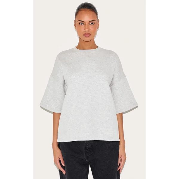 Ash Grey Premium Oversized Boxy Short Sleeved Sweatshirt