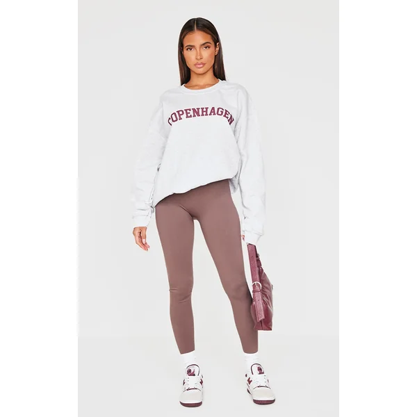 Ash Grey Printed Oversized Copenhagen Sweatshirt