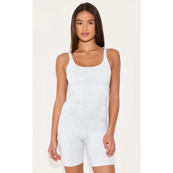 Ash Grey Sculpt Low Back Strappy Unitard
