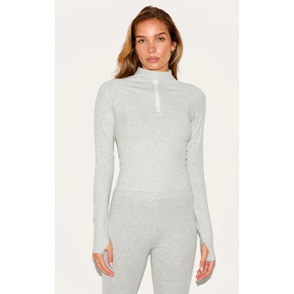 Ash Grey Sculpt Quarter Zip Gym Top