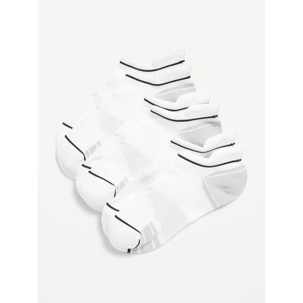 Athletic Ankle Socks 3-Pack for Women - Solid White