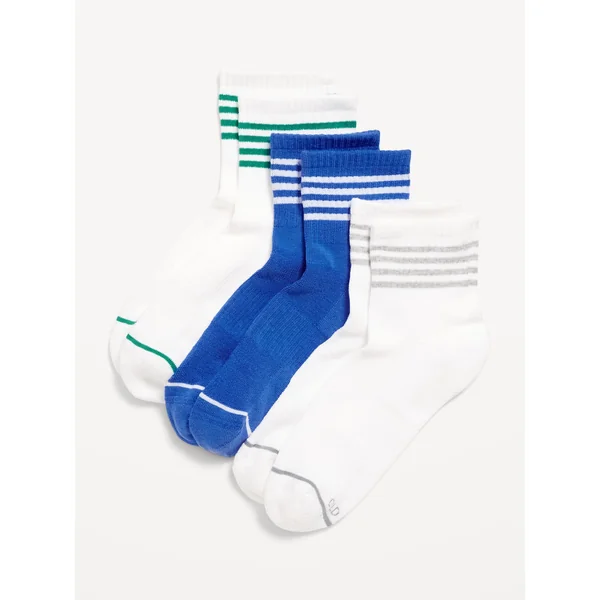 Athletic Quarter Crew Sock 3-Pack for Women - Cool Stripe
