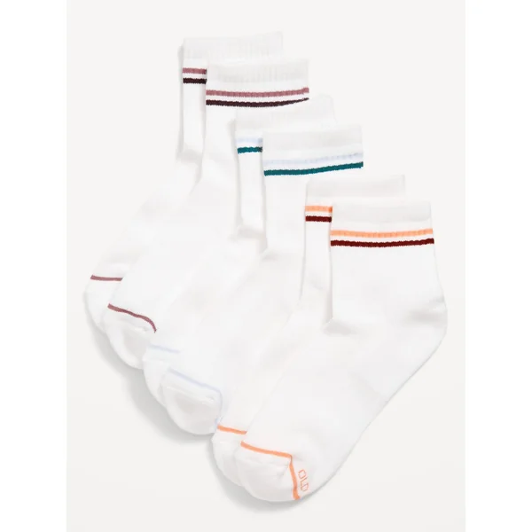 Athletic Quarter Crew Sock 3-Pack for Women - Multi Stripe