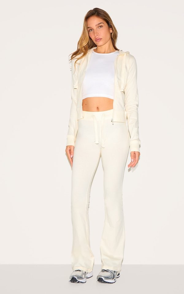 Cream Low Rise Skinny Flare Pants