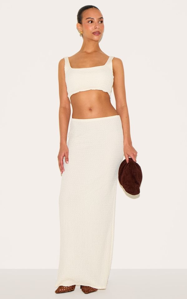 Petite Cream Textured Maxi Skirt