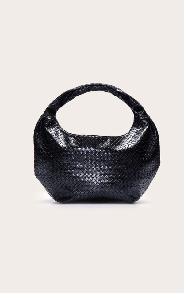 Black Weave Slouchy Tote Bag