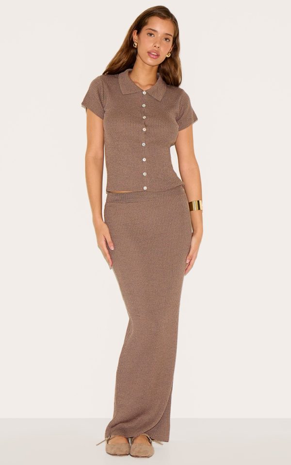 Deep Mocha Filagree Maxi Skirt