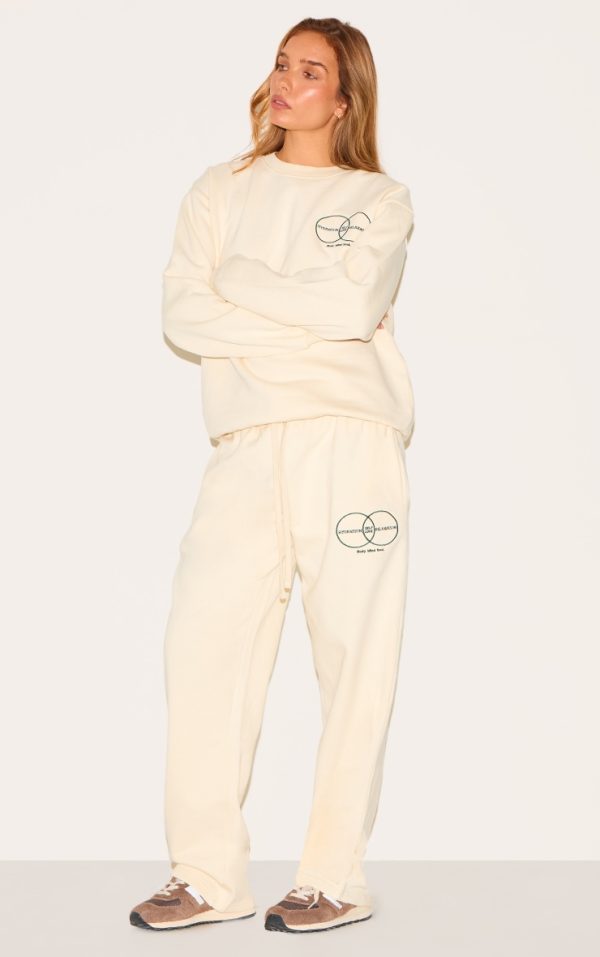 Cream Circle Wellness Premium Print Straight Leg Sweatpants