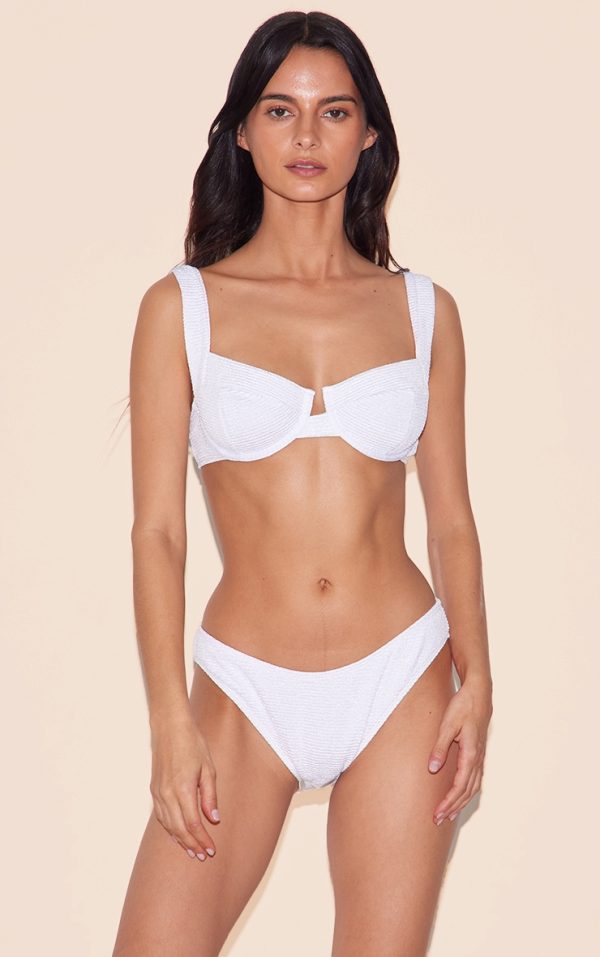 White Mini Crinkle Underwired Bikini Top
