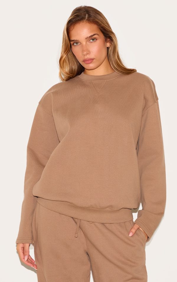 Taupe Premium Oversized Crew Neck Sweatshirt