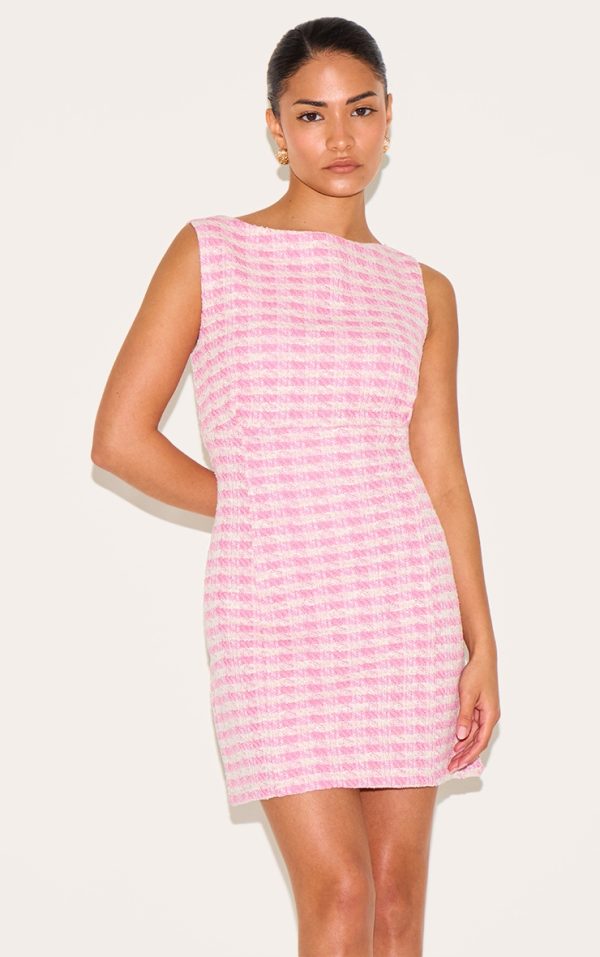 Petite Pale Rose Tweed A-line Dress