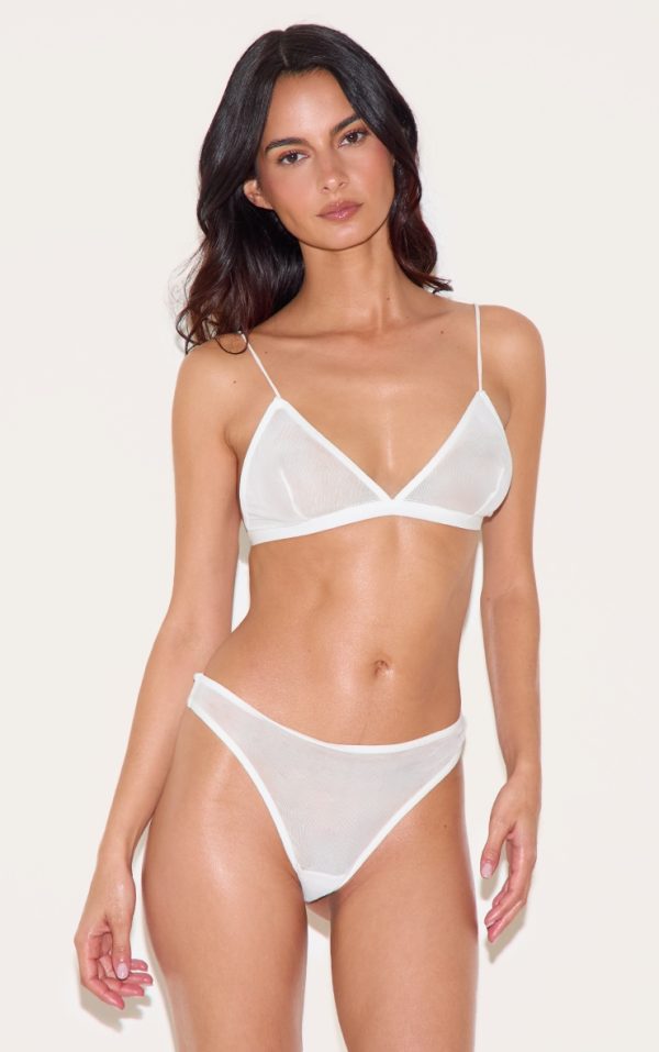 White Mesh Pack of 3 Basic Triangle Bra