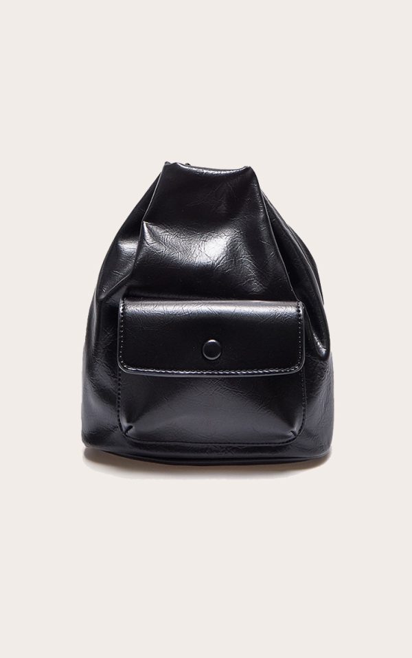 Black PU Pocket Backpack