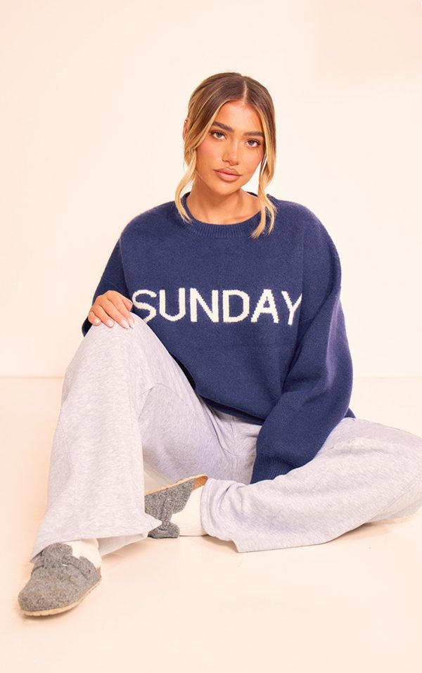 Navy Sunday Jacquard Knitted Sweater