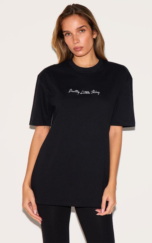 PRETTYLITTLETHING Cotton Black Oversized T-Shirt