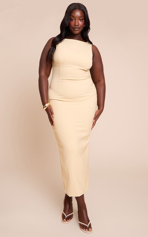 Plus Butter Cream Scoop Back Midaxi Dress