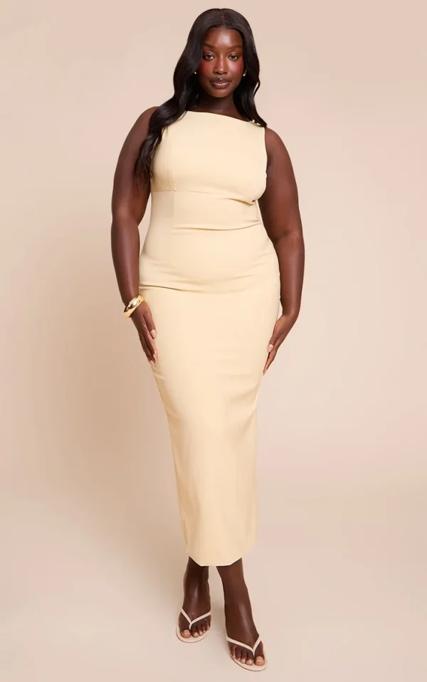 Plus Butter Cream Scoop Back Midaxi Dress