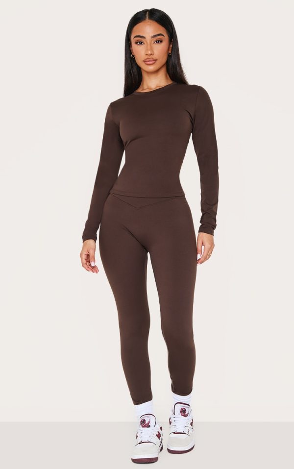 Petite Espresso Sculpt Wrap Waist Gym Legging