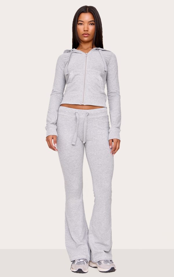 Grey Marl Low Rise Skinny Flare Pants