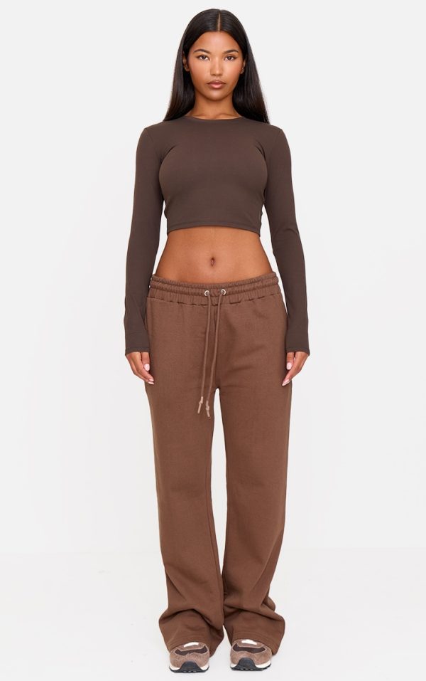 Chocolate Premium Fleeceback Wide Leg Sweatpants