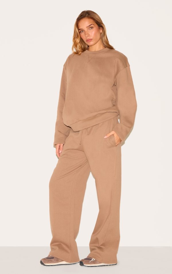Taupe Premium Sweat Wide Leg Sweatpants