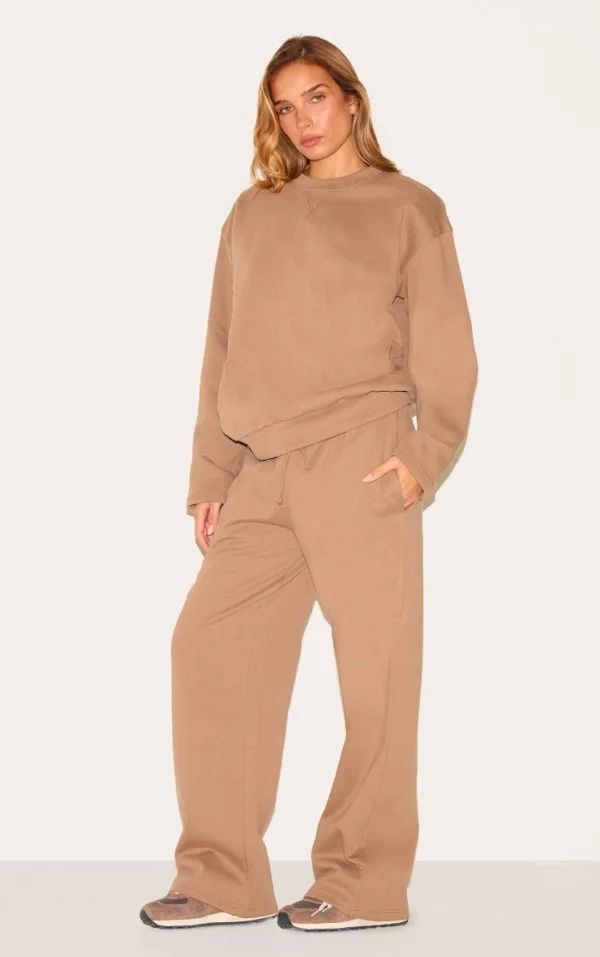 Taupe Premium Sweat Wide Leg Sweatpants