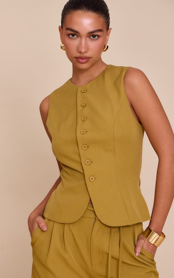 Deep Mustard Tailored Woven Vest