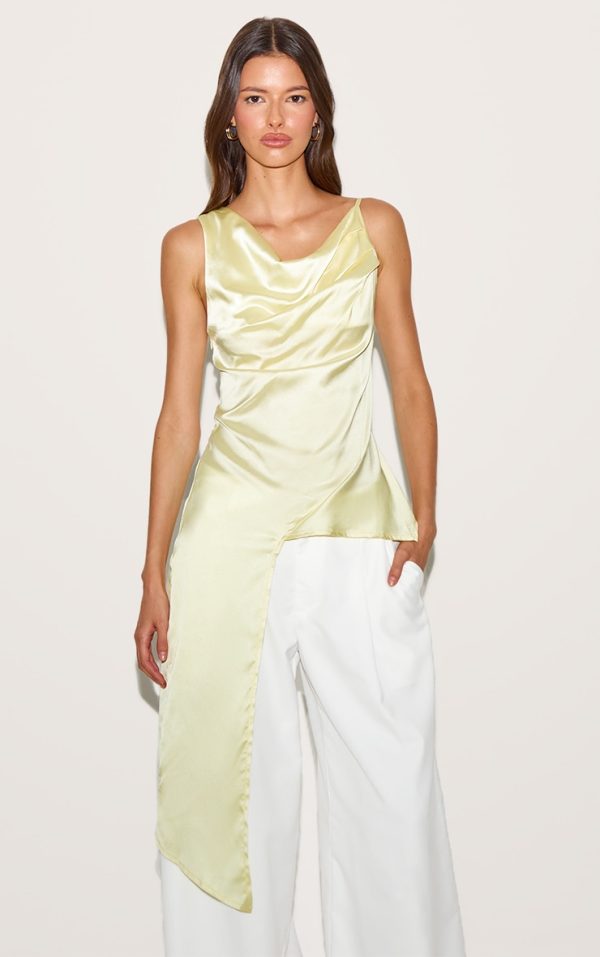 Yellow Asymmetric Satin Top