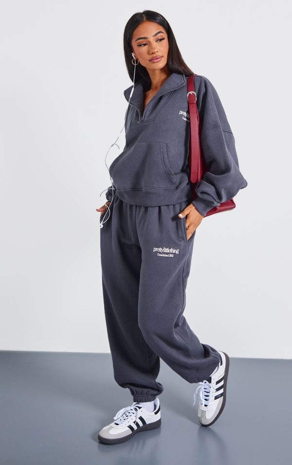 Petite Charcoal Graphic Cuffed Sweatpants