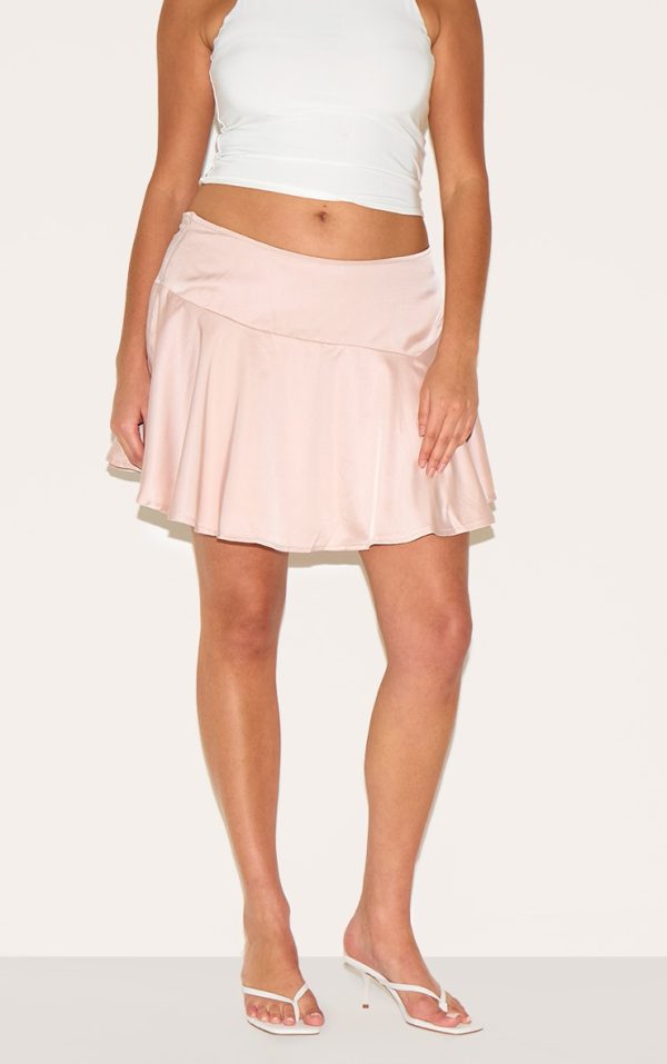 Plus Dusty Pink Satin Floaty A Line Mini Skirt