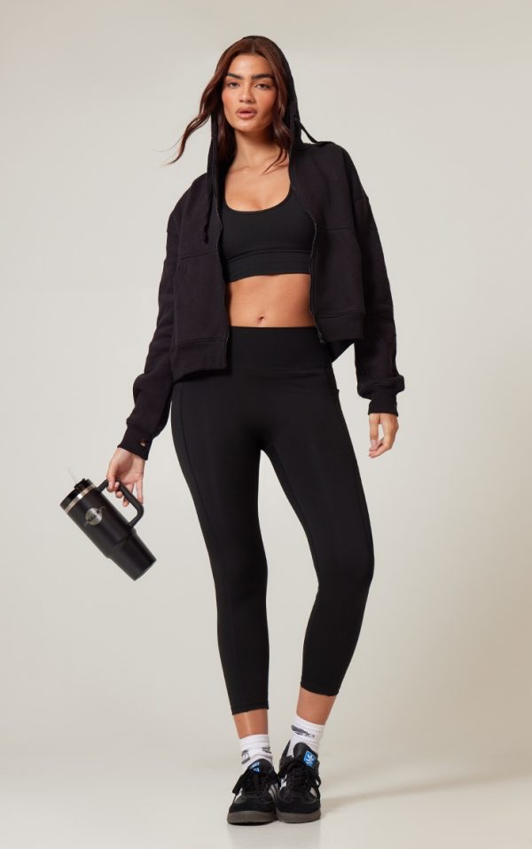 PLT RUN Black Sculpt Pocket Detail Cropped Leggings