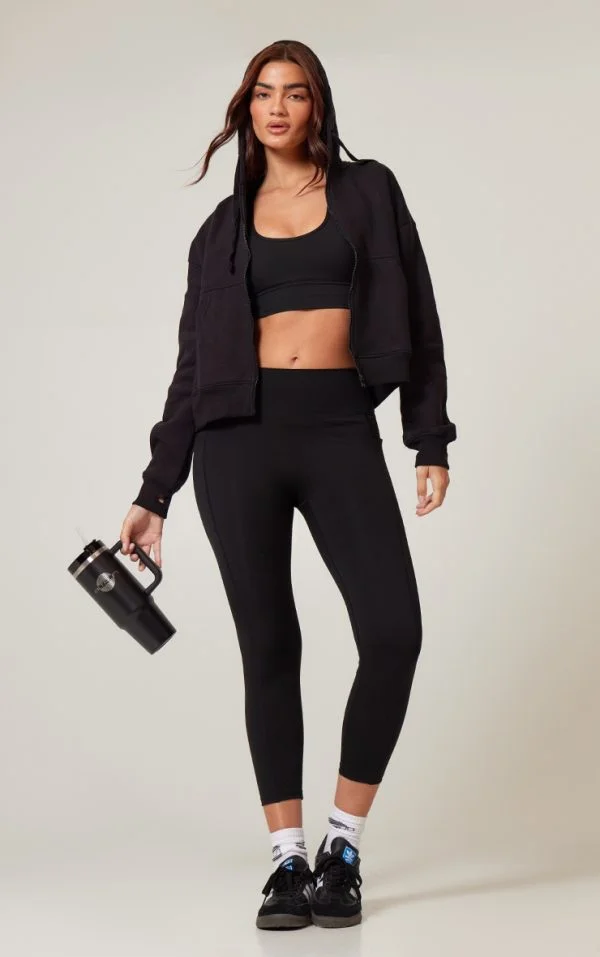 PLT RUN Black Sculpt Pocket Detail Cropped Leggings