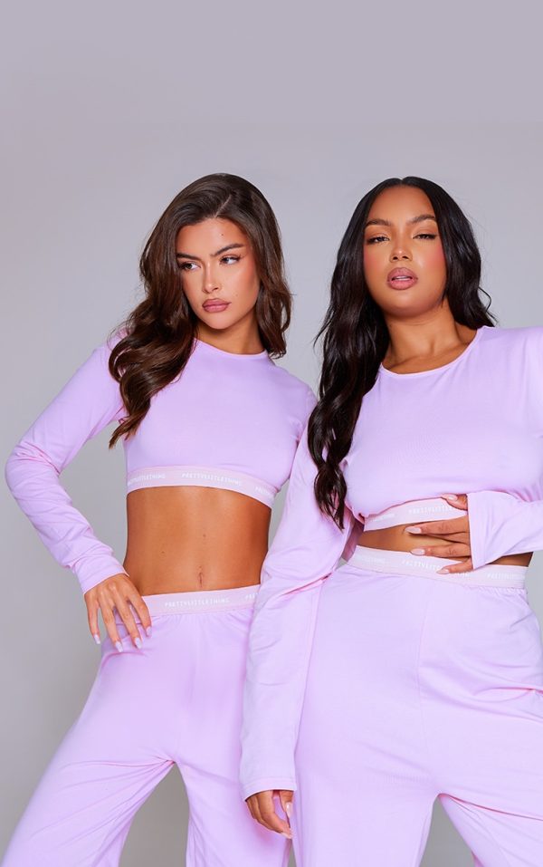PRETTYLITTLETHING Tape Baby Pink Long Sleeve PJ Top