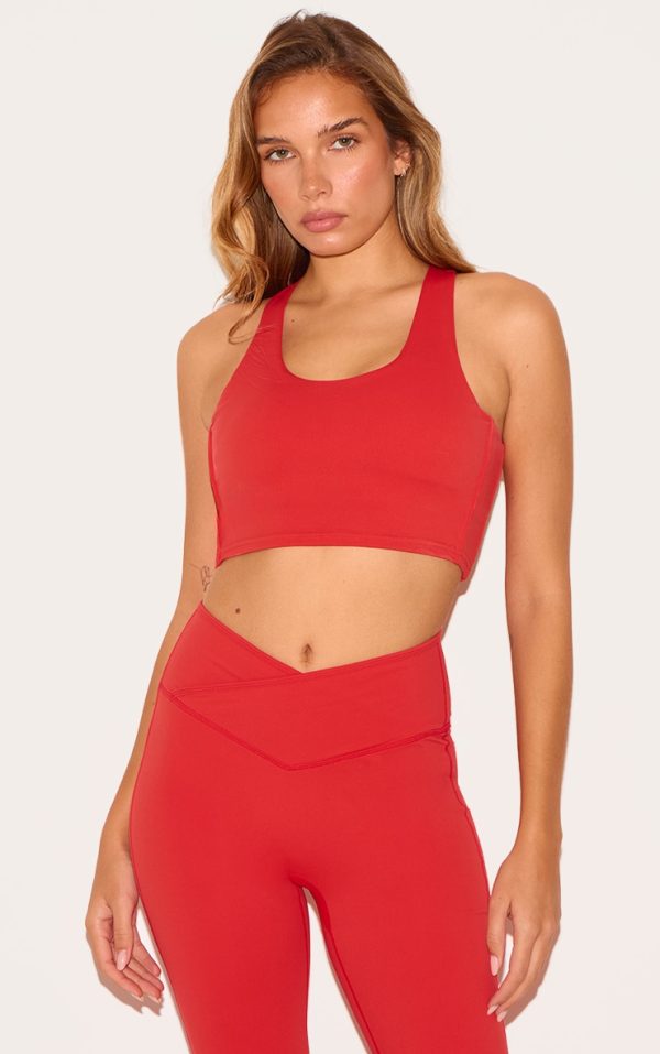 Red Sculpt Double Layer Padded Contrast Binding Sports Bra