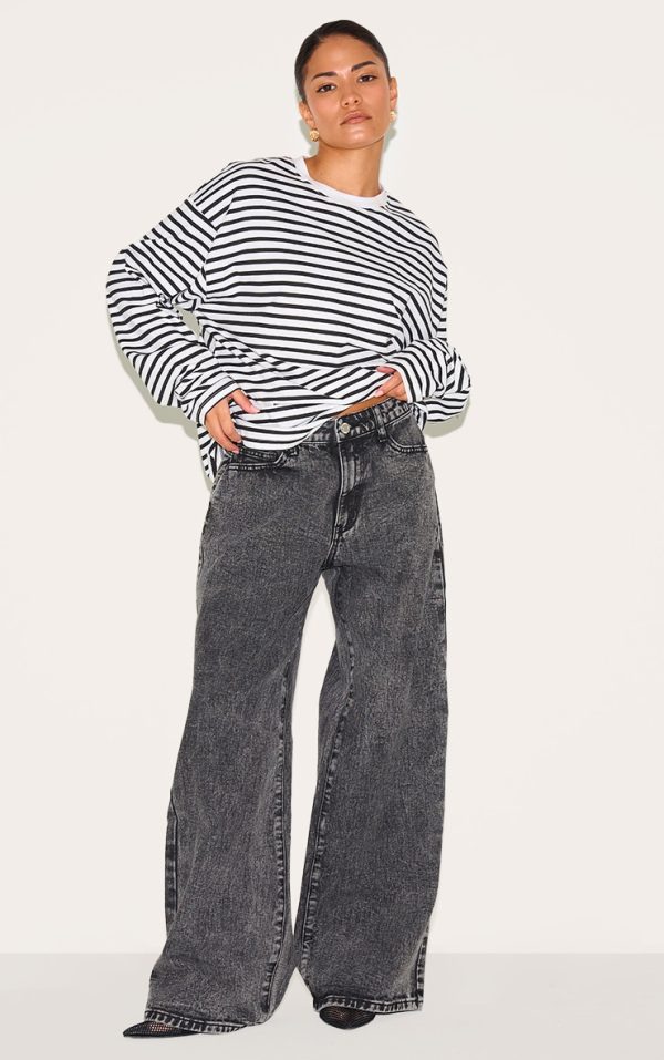 Petite Grey Washed Wide Leg Jeans