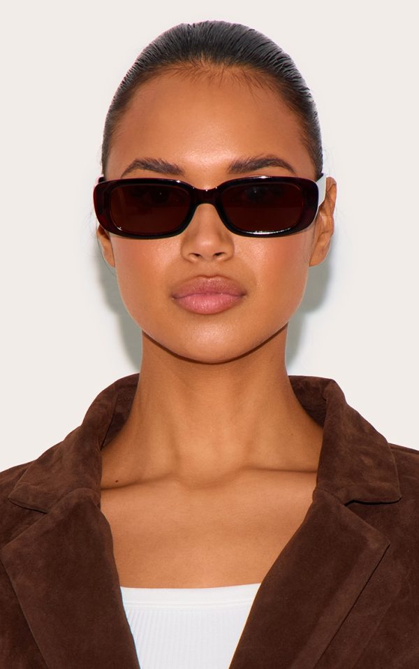 Chocolate Slim Rectangle Sunglasses