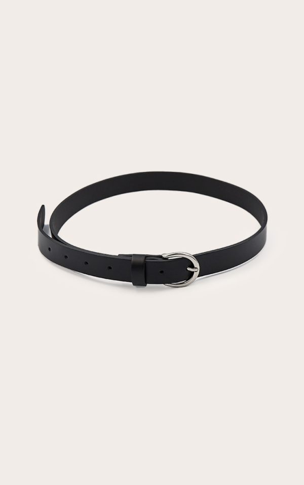 Black PU Basic Crescent Buckle Belt