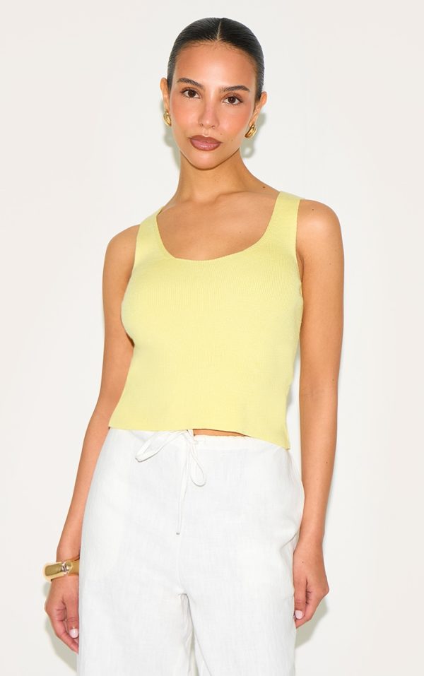 Petite Lemon Knitted Scoop Neck Vest Top
