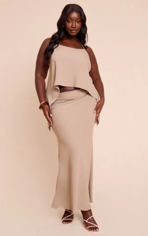 Plus Mushroom Floaty Woven Tie Side Low Rise Maxi Skirt