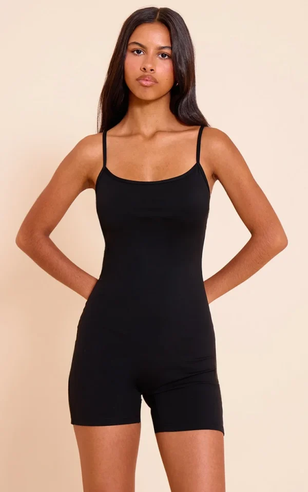 Petite Black Sculpt Sleeveless Short Unitard