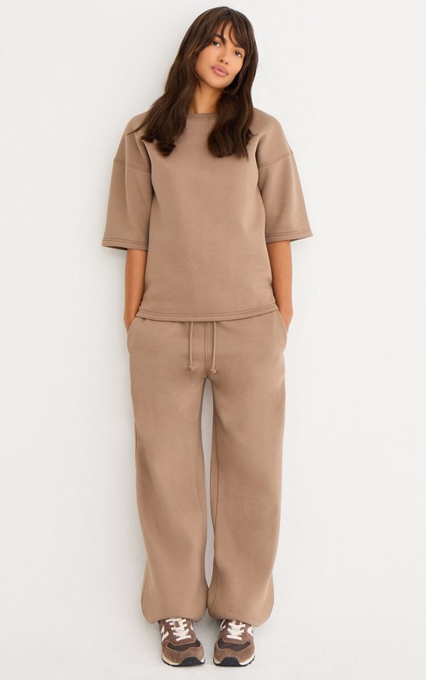 Mocha Premium Wide Leg Sweatpants