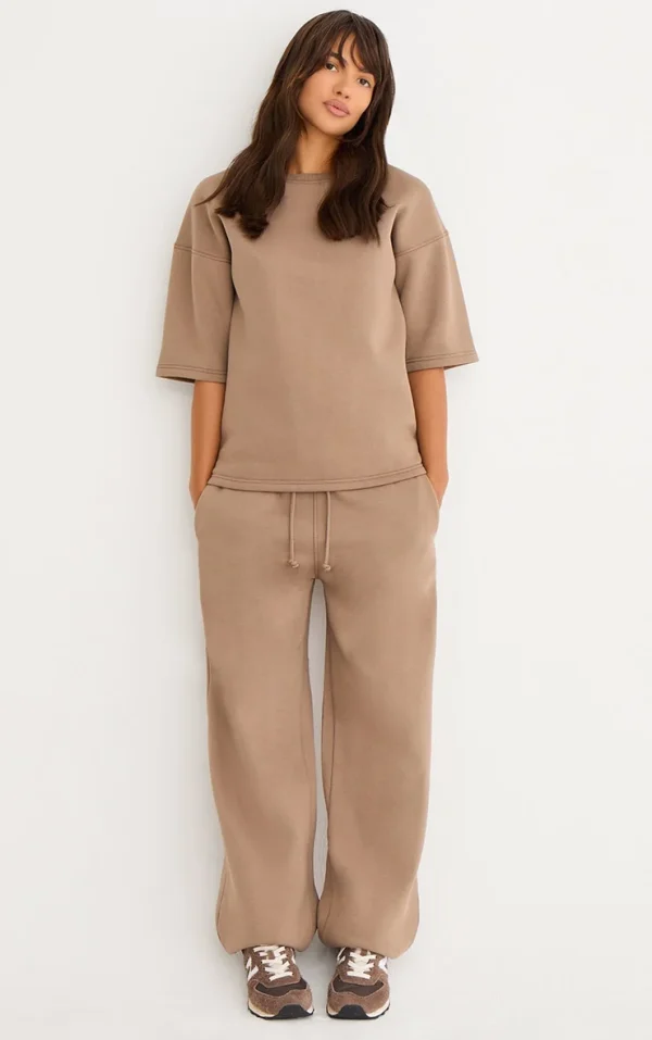 Mocha Premium Wide Leg Sweatpants