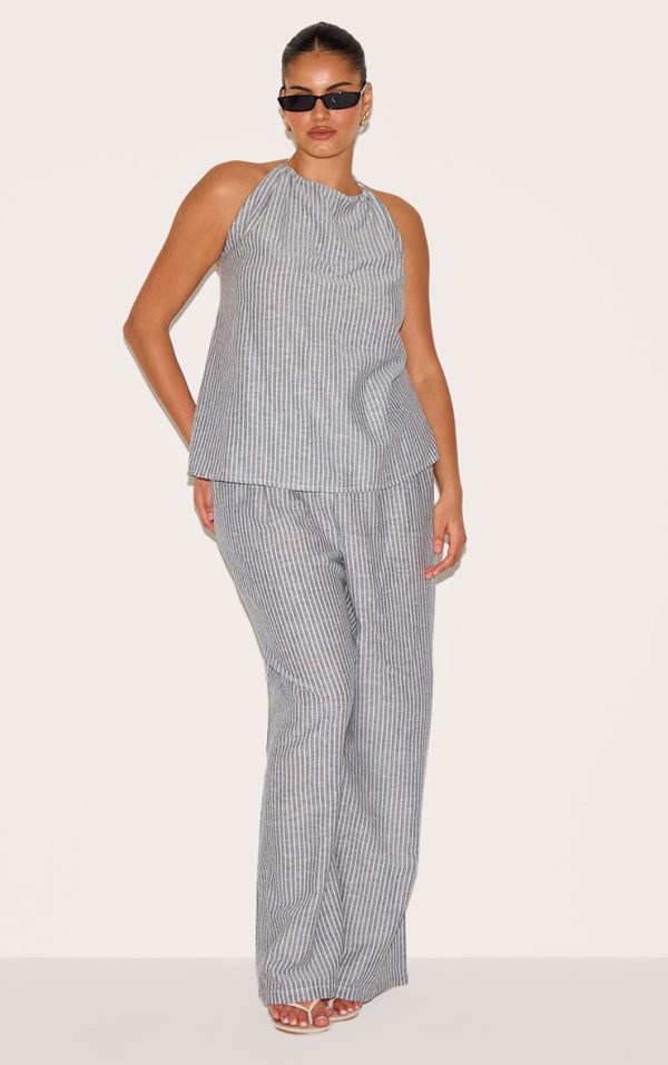 Plus Grey Striped Slouchy Pants