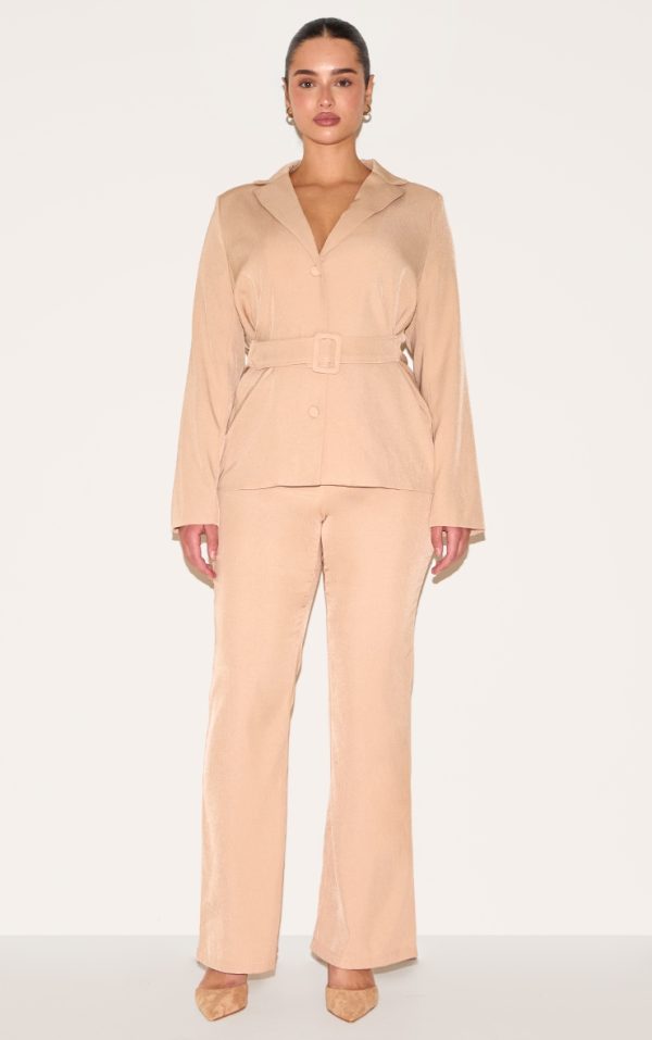 Shape Beige Woven Highwaisted Flared Pants