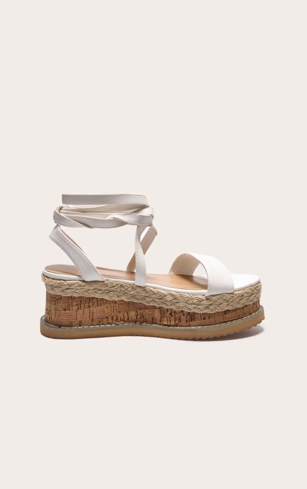 Niella White Espadrille Flatform Sandals