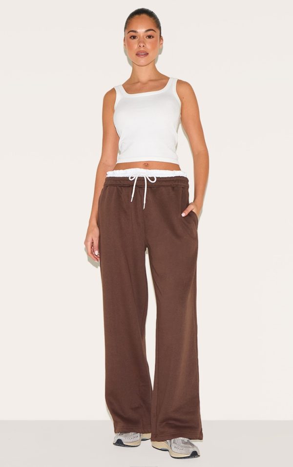 Chocolate Boxer Waistband Wide Leg Sweat Sweatpants