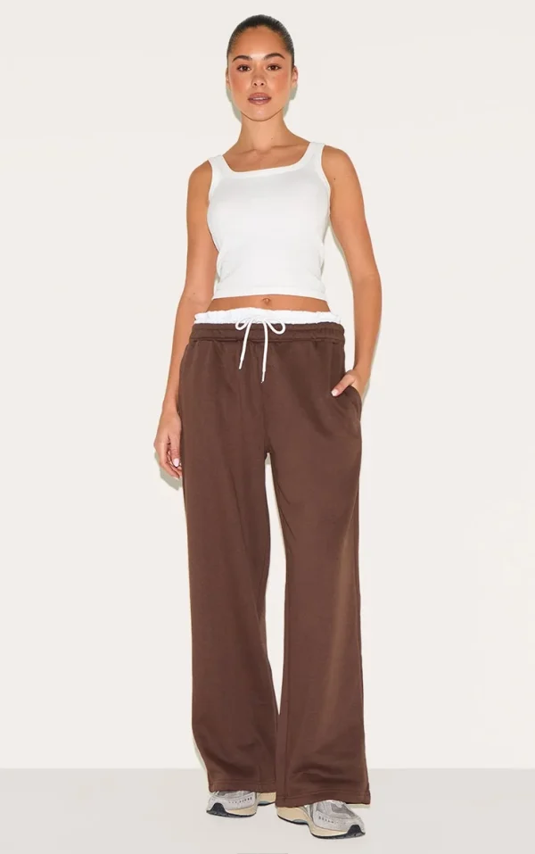 Chocolate Boxer Waistband Wide Leg Sweat Sweatpants