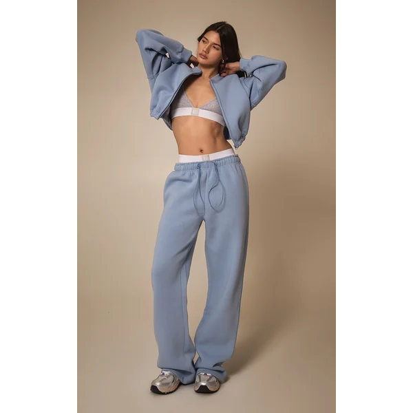 Baby Blue Drawcord Hem Oversized Sweatpants